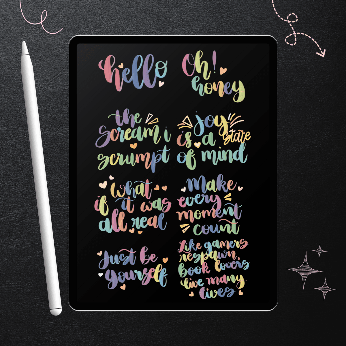 Cool Rainbow Hand-lettered Stickers 2 Cool Rainbow Hand-lettered Stickers