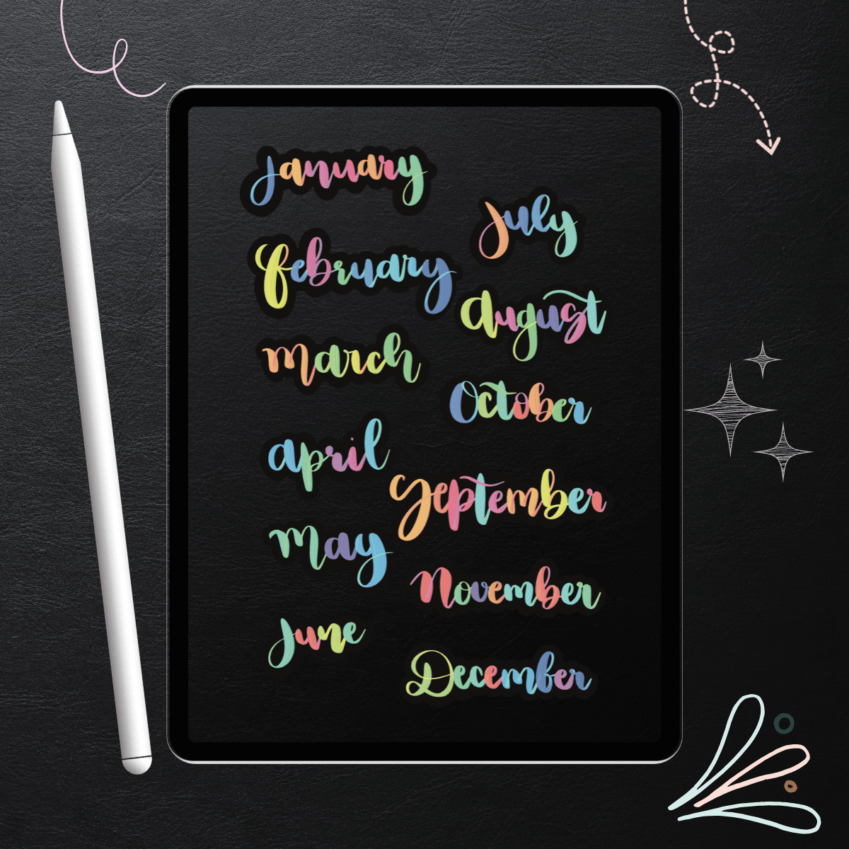 Cool Rainbow Hand-lettered Stickers 3 Cool Rainbow Hand-lettered Stickers