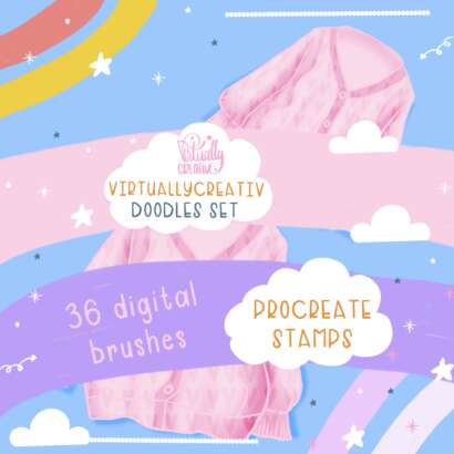 β¨ Free Handlettering Brushes for Procreate + Exclusive Creative Freebies! 2 VirtuallyCreativ Doodle Stamps