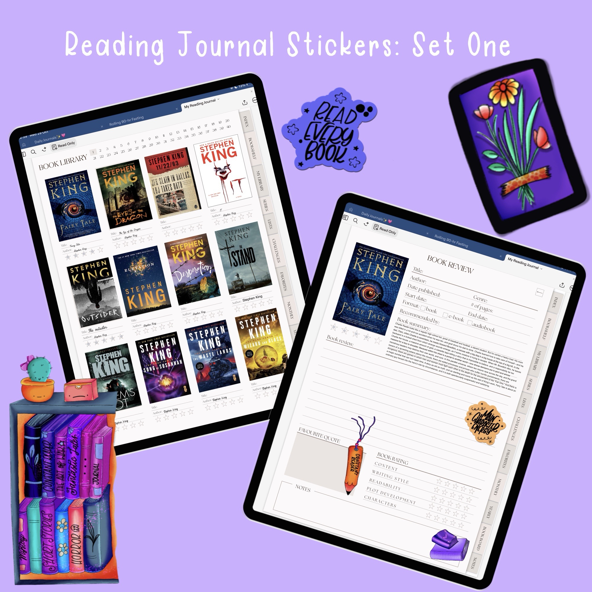 β¨ Free Handlettering Brushes for Procreate + Exclusive Creative Freebies! 7 VirtuallyCreativ Reading Journal Sticker Sheet One