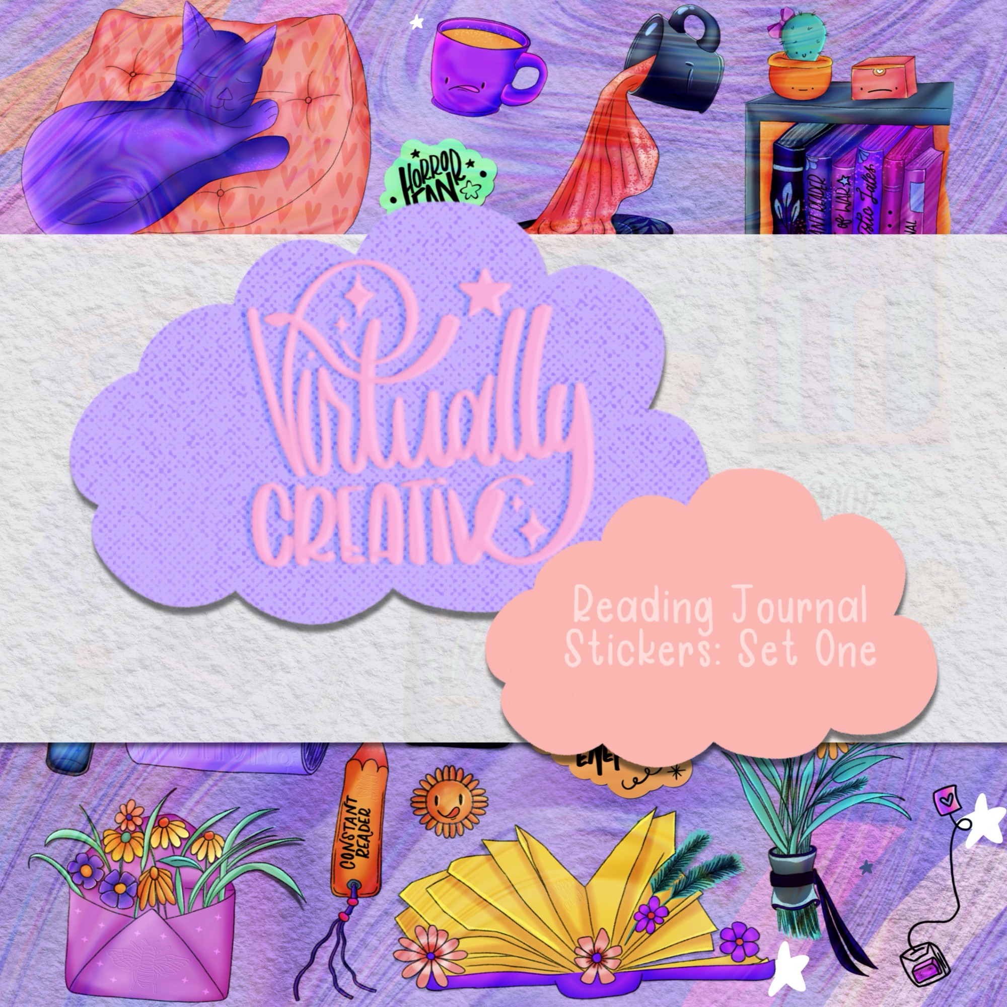 β¨ Free Handlettering Brushes for Procreate + Exclusive Creative Freebies! 12 VirtuallyCreativ Reading Journal Sticker Sheet One